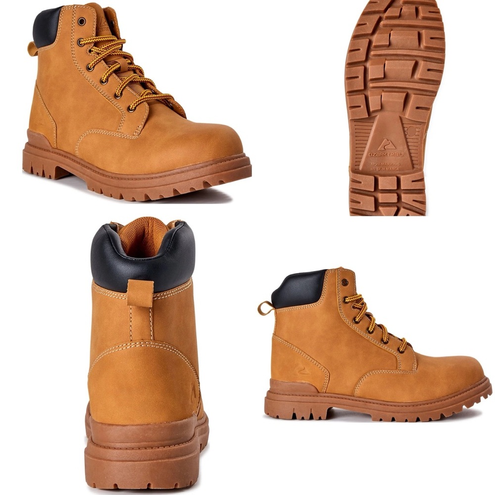 Men's Tan Lace-Up Boots - Picture 7 of 16